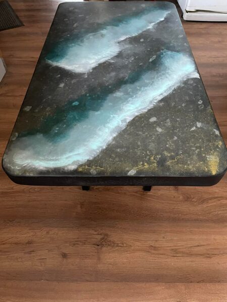 Coffee table with sea waves