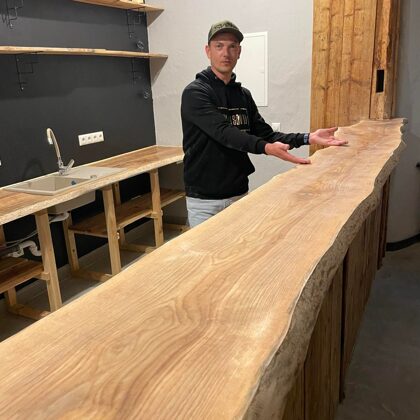 Ash bar le and polished with clear epoxy