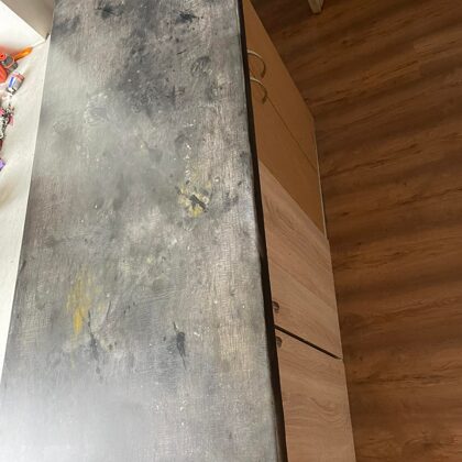 Epoxy coating imitating granite surface 4mm thick on a laminated surface