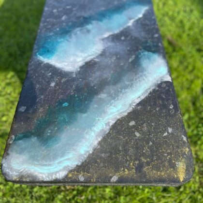 Epoxy table top with sea symbols