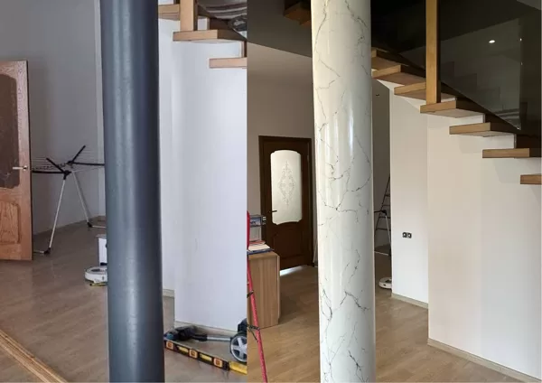 Marmora kolonnu izveide, pirms un pēc