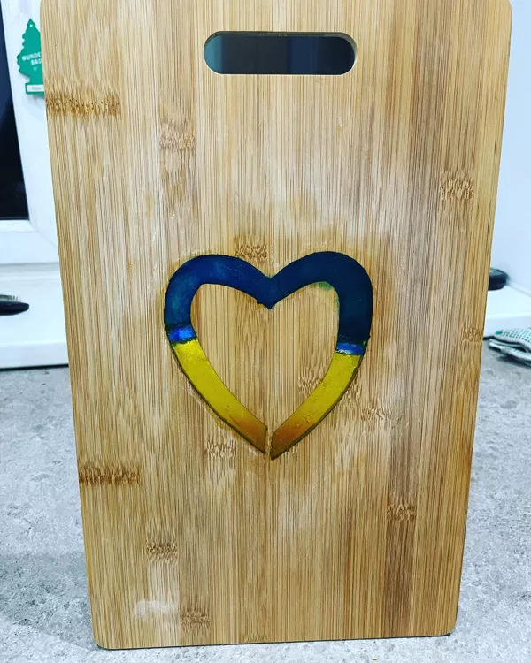 Epoxy heart. This board says so much! ;)