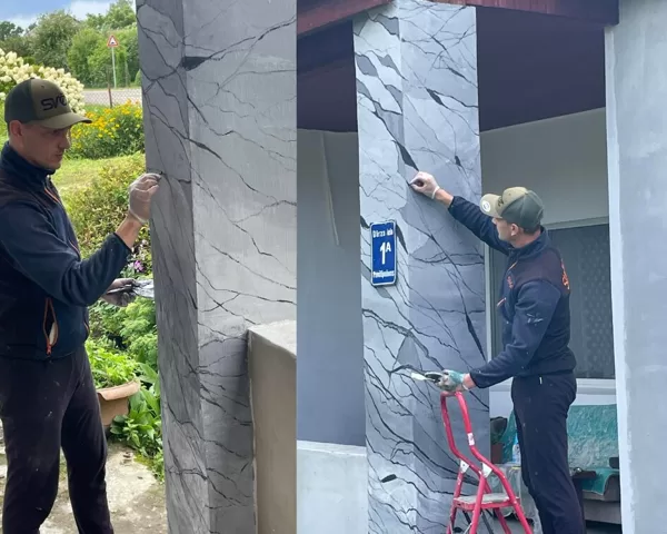 Venetian plaster column makes Latvia